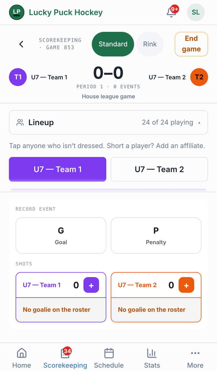 Roster check-in screenshot