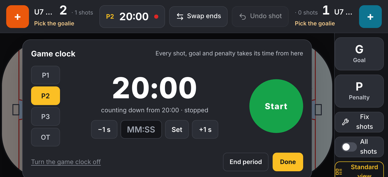 The game clock screenshot