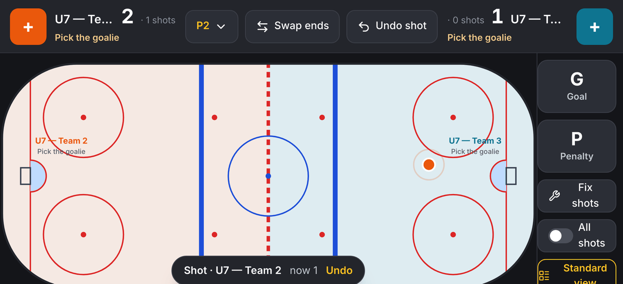 Rink mode: score on the ice screenshot
