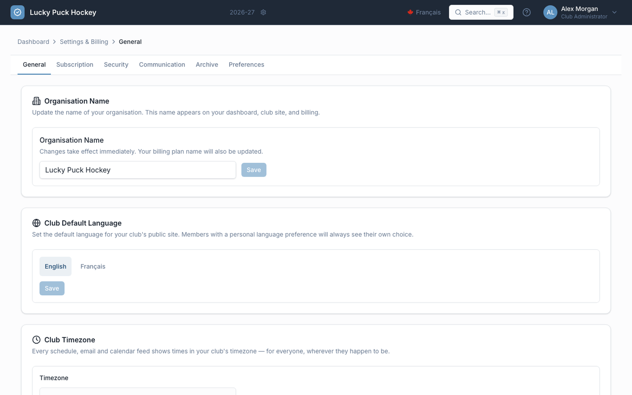 General Settings screenshot
