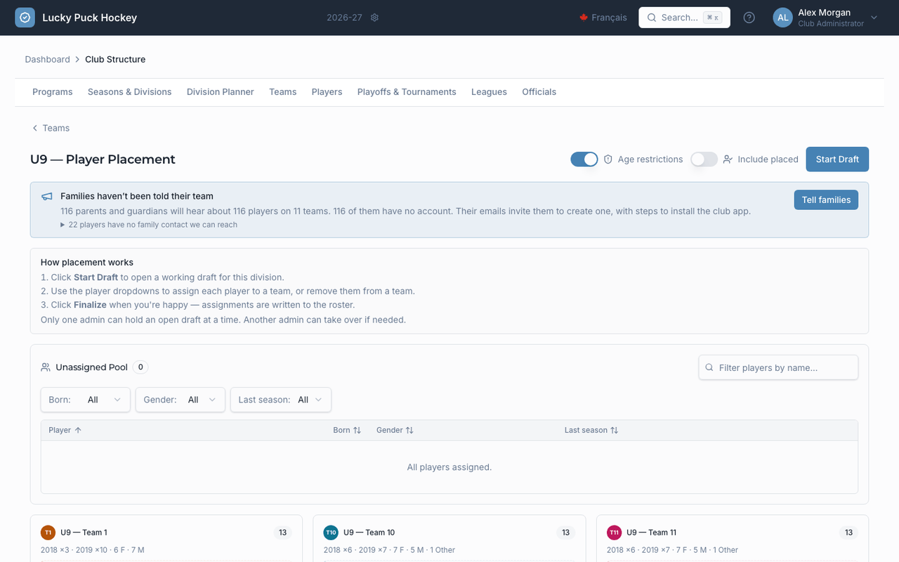 Placement board screenshot