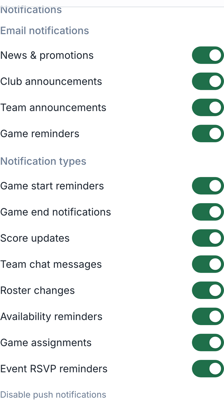 Capture d'écran de Notifications (vue des membres)